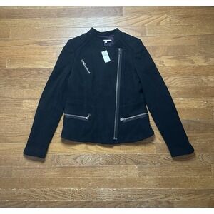 Gap Moto Jacket‎ 2012 Women's Size Small True Black Cotton Blend New With Tags